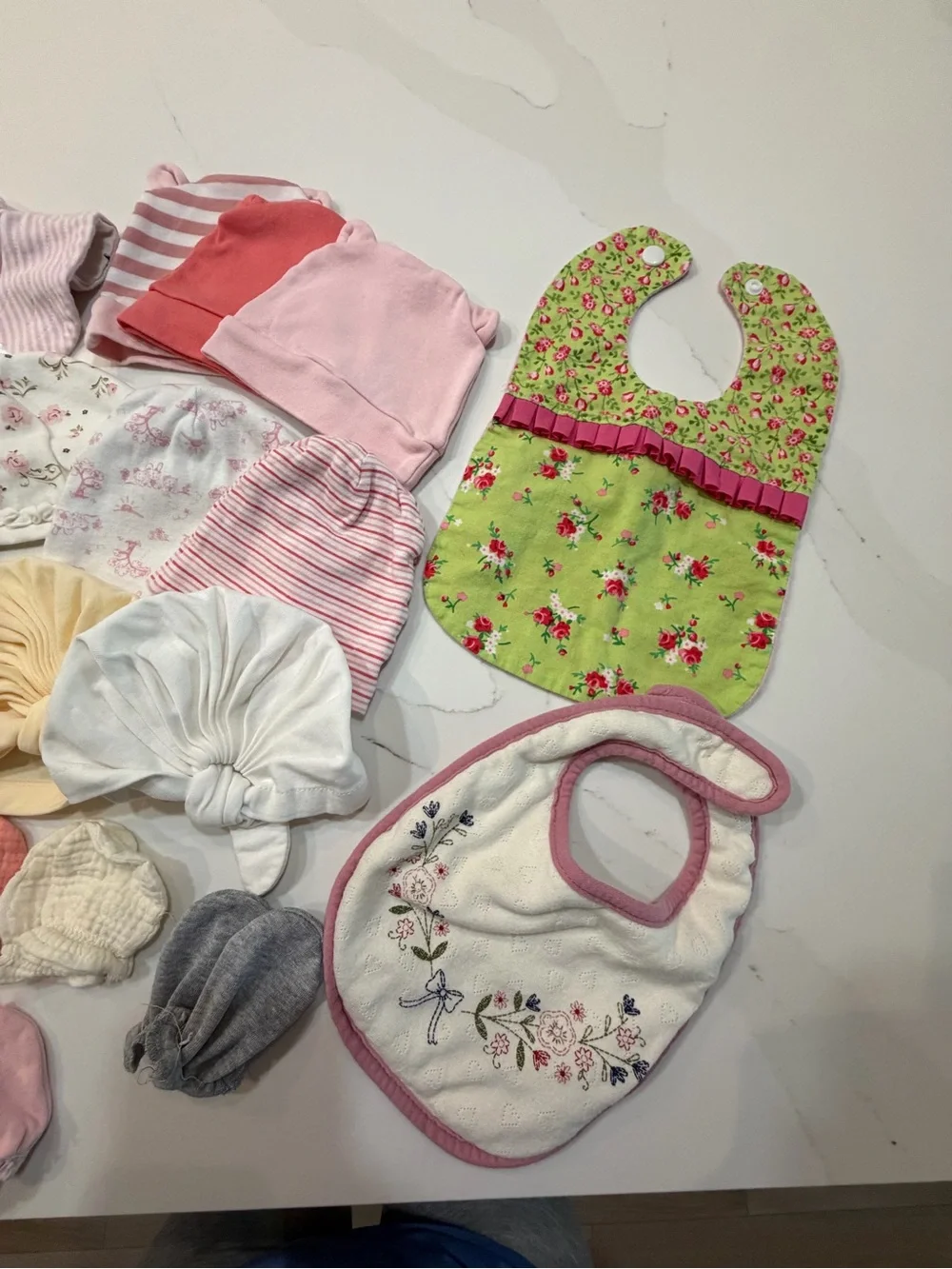 Baby Bundle of Hats Bibs, and mittens